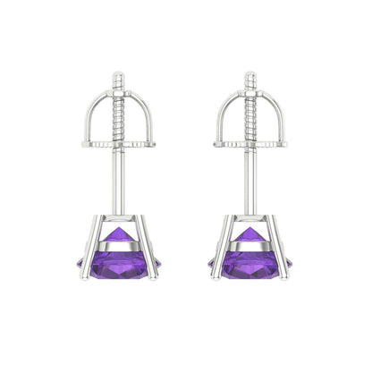 1.5cttw Amethyst Gold-Plated 925 Silver Screw Back Stud Earrings