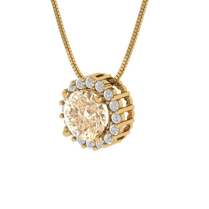 1.16 tcw Necklace Pendant - 14K White Gold Round Cut Halo Morganite - Adjustable Length - 15in Box Chain to 18in