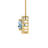 1.24 ct Brilliant Round Cut Halo Natural Swiss Blue Topaz Stone Yellow Gold Pendant with 16" Chain