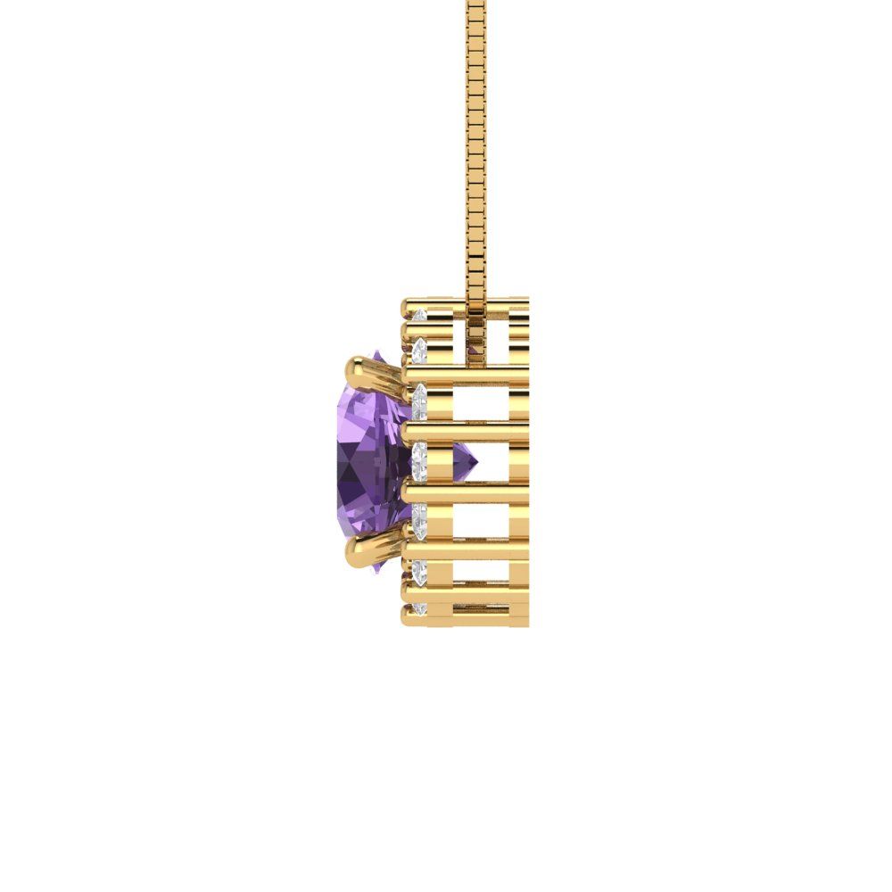 1.16cttw Round Cut Alexandrite Gold-Plated 925 Silver Pendant and 16" Box-Chain Necklace