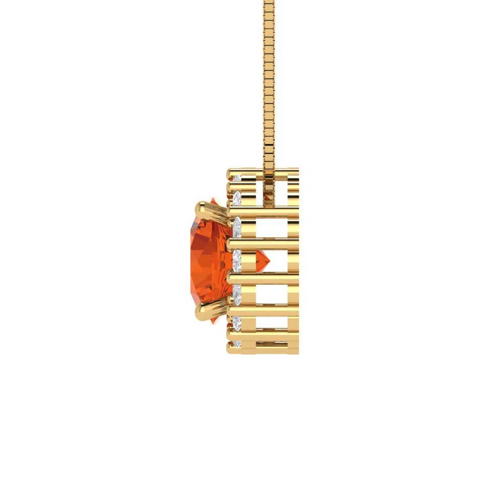 1.16 tcw Necklace Pendant - 14K White Gold Round Cut Halo Red - Adjustable Length - 15in Box Chain to 18in