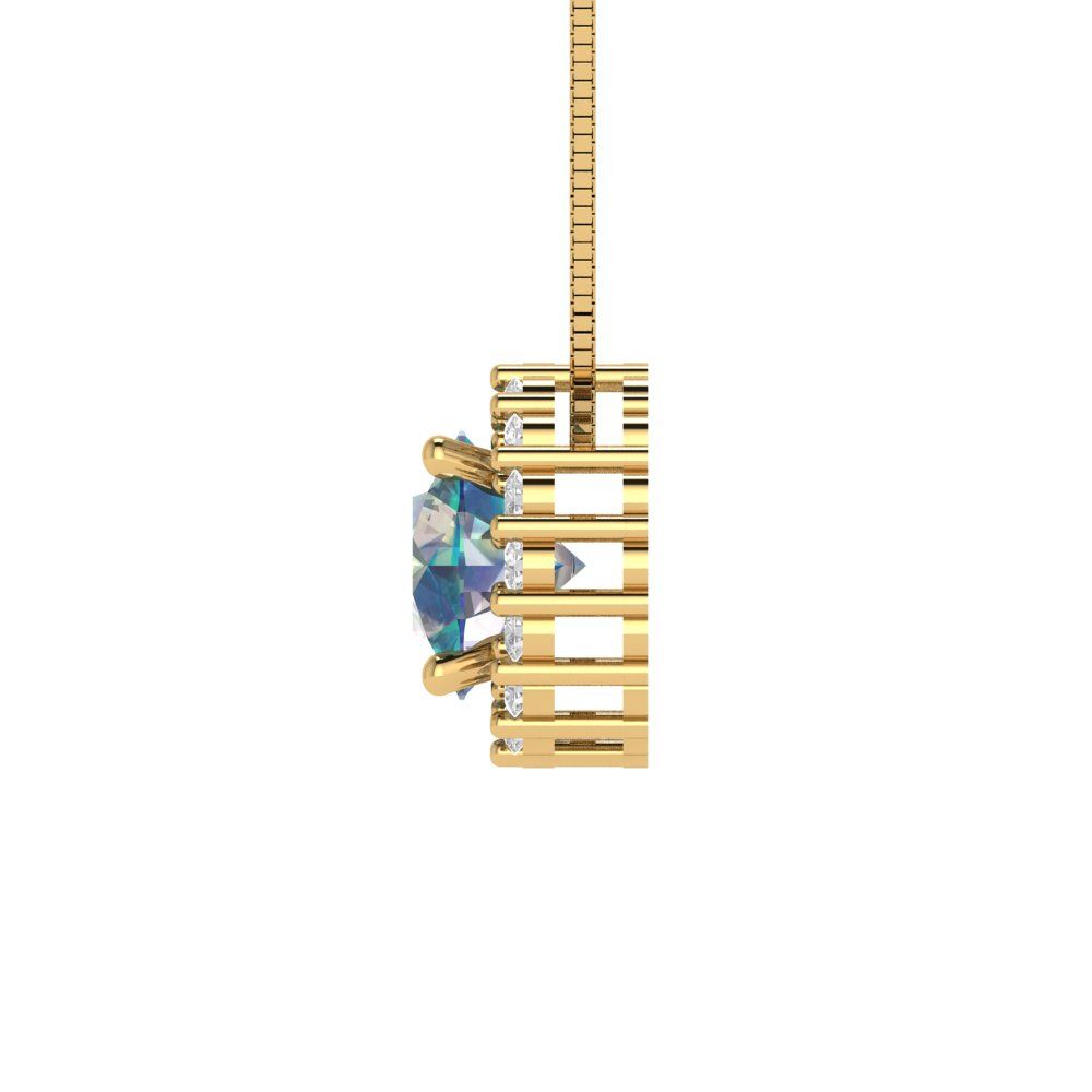 1.16 tcw Necklace Pendant - 14K White Gold Round Cut Halo Blue Moissanite - Adjustable Length - 15in Box Chain to 18in