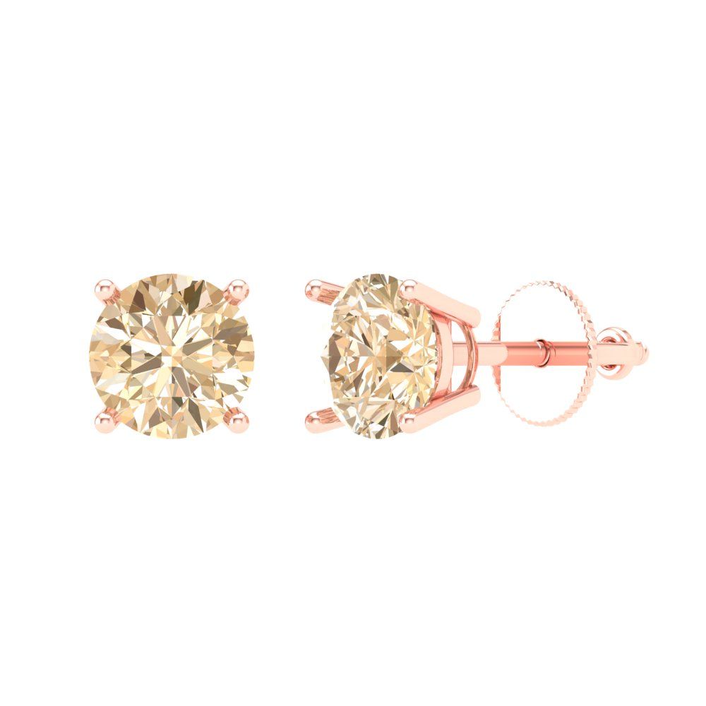 1 ctw Morganite Studs Earrings | 5.0mm Round Cut White Gold Screw back | February Birthstone