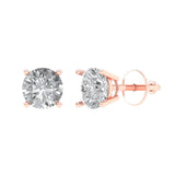 1 ct Brilliant Round Cut Solitaire Studs Natural Diamond Stone Clarity SI1-2 Color G-H Rose Gold Earrings Screw back