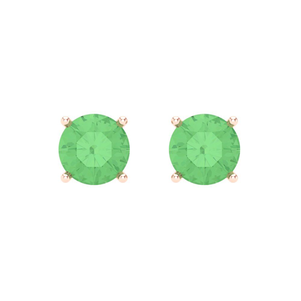 1 ctw Green Zirconia Studs Earrings | 5.0mm Round Cut White Gold Screw back | April Birthstone