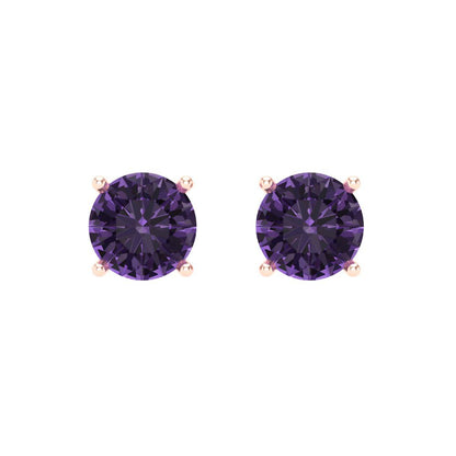 1 ctw Alexandrite Studs Earrings | 5.0mm Round Cut White Gold Screw back | June Birthstone