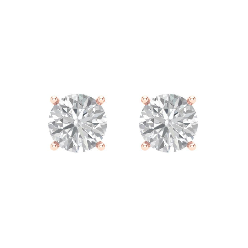 1 ct Brilliant Round Cut Solitaire Studs Natural Diamond Stone Clarity SI1-2 Color G-H Rose Gold Earrings Screw back