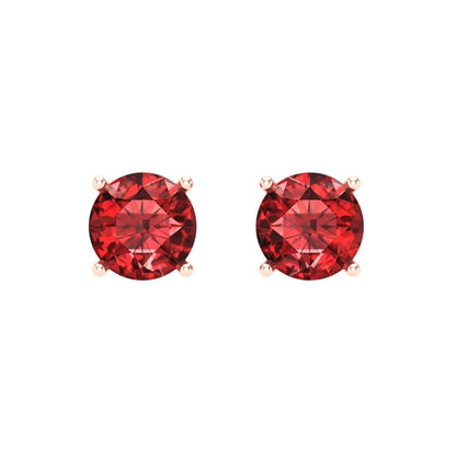 1 ctw Garnet Studs Earrings | 5.0mm Round Cut White Gold Screw back | January Birthstone