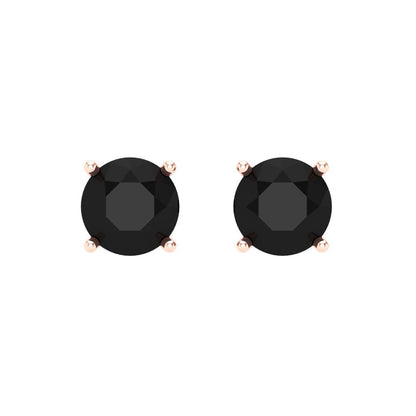 1 ctw Onyx Studs Earrings | 5.0mm Round Cut White Gold Screw back | July Birthstone