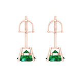 1 ct Brilliant Round Cut Solitaire Studs Simulated Emerald Stone Rose Gold Earrings Screw back