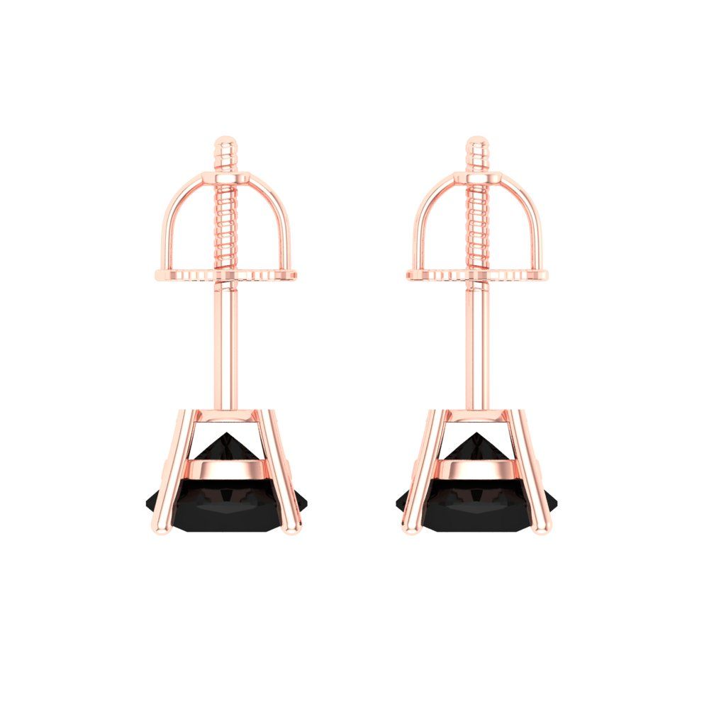 1 ctw Onyx Studs Earrings | 5.0mm Round Cut White Gold Screw back | July Birthstone
