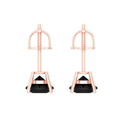 1 ctw Onyx Studs Earrings | 5.0mm Round Cut White Gold Screw back | July Birthstone