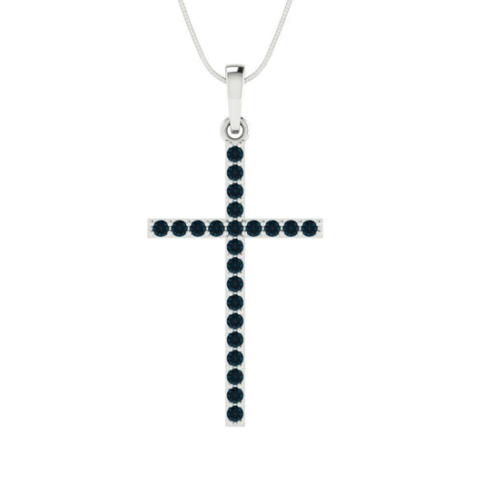 0.575 tcw Necklace Pendant - 14K White Gold Round Cut Charm London - Adjustable Length - 15in Box Chain to 18in