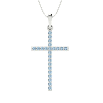 0.575cttw Round Cut Blue Gold-Plated 925 Silver Pendant and 16" Box-Chain Necklace