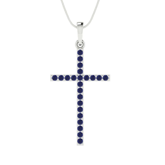 0.575 tcw Necklace Pendant - 14K White Gold Round Cut Charm Tanzanite - Adjustable Length - 15in Box Chain to 18in