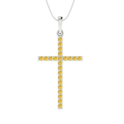 0.575cttw Round Cut Citrine Gold-Plated 925 Silver Pendant and 16" Box-Chain Necklace