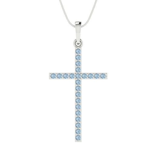 0.575cttw Round Cut Aquamarine Gold-Plated 925 Silver Pendant and 16" Box-Chain Necklace