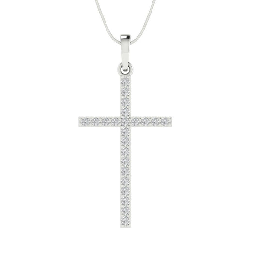 0.575 tcw Necklace Pendant - 14K White Gold Round Cut Charm Moissanite - Adjustable Length - 15in Box Chain to 18in