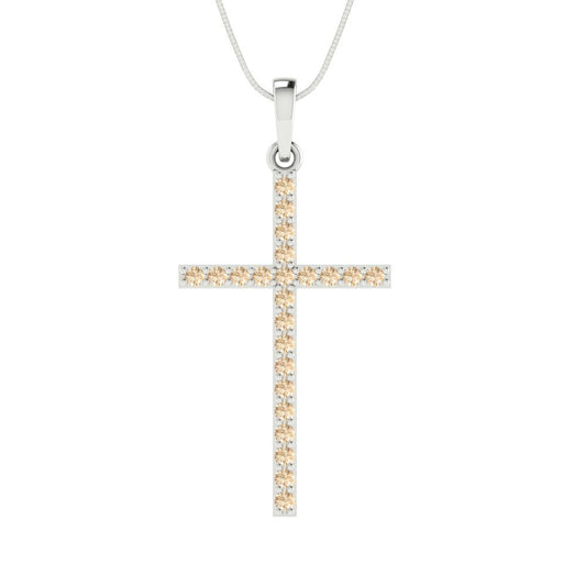 0.575 tcw Necklace Pendant - 14K White Gold Round Cut Charm Morganite - Adjustable Length - 15in Box Chain to 18in