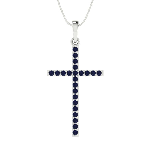 0.575cttw Round Cut Blue Sapphire Gold-Plated 925 Silver Pendant and 16" Box-Chain Necklace