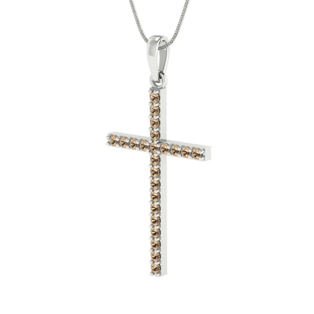 0.575 tcw Necklace Pendant - 14K White Gold Round Cut Charm Yellow Moissanite - Adjustable Length - 15in Box Chain to 18in