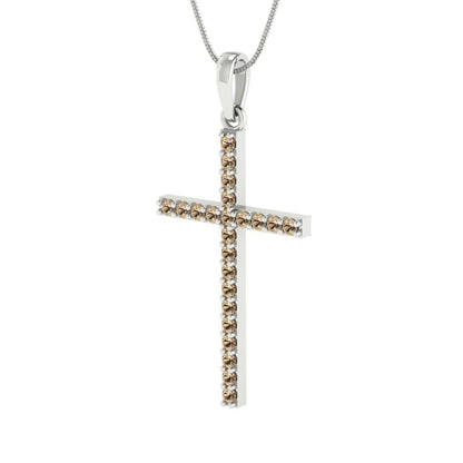 0.575 tcw Necklace Pendant - 14K White Gold Round Cut Charm Yellow Moissanite - Adjustable Length - 15in Box Chain to 18in