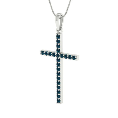0.575 tcw Necklace Pendant - 14K White Gold Round Cut Charm London - Adjustable Length - 15in Box Chain to 18in