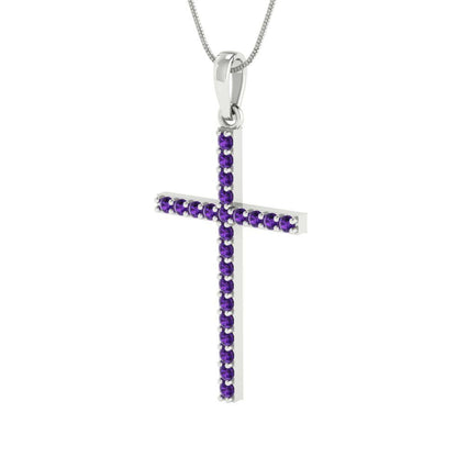 0.575cttw Round Cut Amethyst Gold-Plated 925 Silver Pendant and 16" Box-Chain Necklace