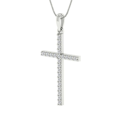 0.575 tcw Necklace Pendant - 14K White Gold Round Cut Charm Moissanite - Adjustable Length - 15in Box Chain to 18in