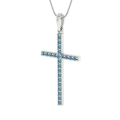 0.575cttw Round Cut Blue Moissanite Gold-Plated 925 Silver Pendant and 16" Box-Chain Necklace