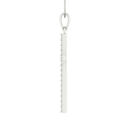 0.575 tcw Necklace Pendant - 14K White Gold Round Cut Charm Moissanite - Adjustable Length - 15in Box Chain to 18in