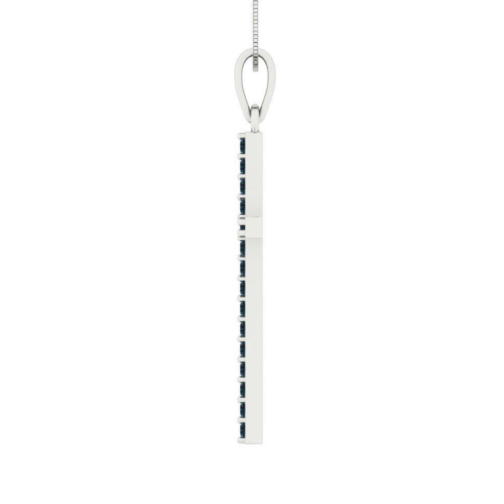 0.575 tcw Necklace Pendant - 14K White Gold Round Cut Charm London - Adjustable Length - 15in Box Chain to 18in