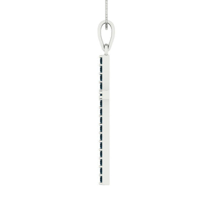 0.575 tcw Necklace Pendant - 14K White Gold Round Cut Charm London - Adjustable Length - 15in Box Chain to 18in