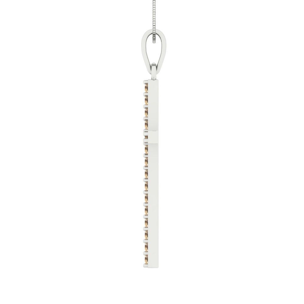 0.575 tcw Necklace Pendant - 14K White Gold Round Cut Charm Yellow Moissanite - Adjustable Length - 15in Box Chain to 18in