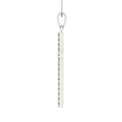 0.575 tcw Necklace Pendant - 14K White Gold Round Cut Charm Yellow Moissanite - Adjustable Length - 15in Box Chain to 18in
