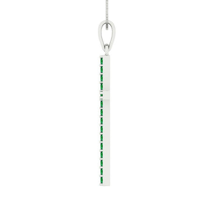 0.575cttw Round Cut Emerald Gold-Plated 925 Silver Pendant and 16" Box-Chain Necklace