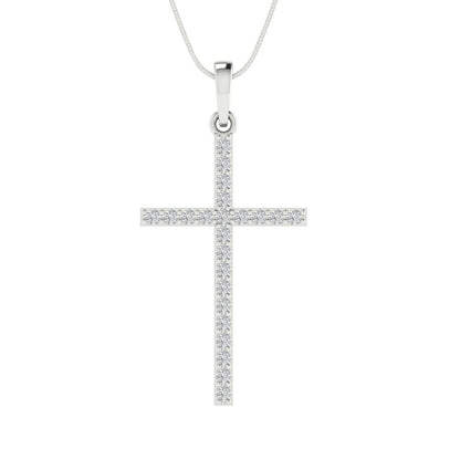0.575cttw Round Cut Clear Gold-Plated 925 Silver Pendant and 16" Box-Chain Necklace