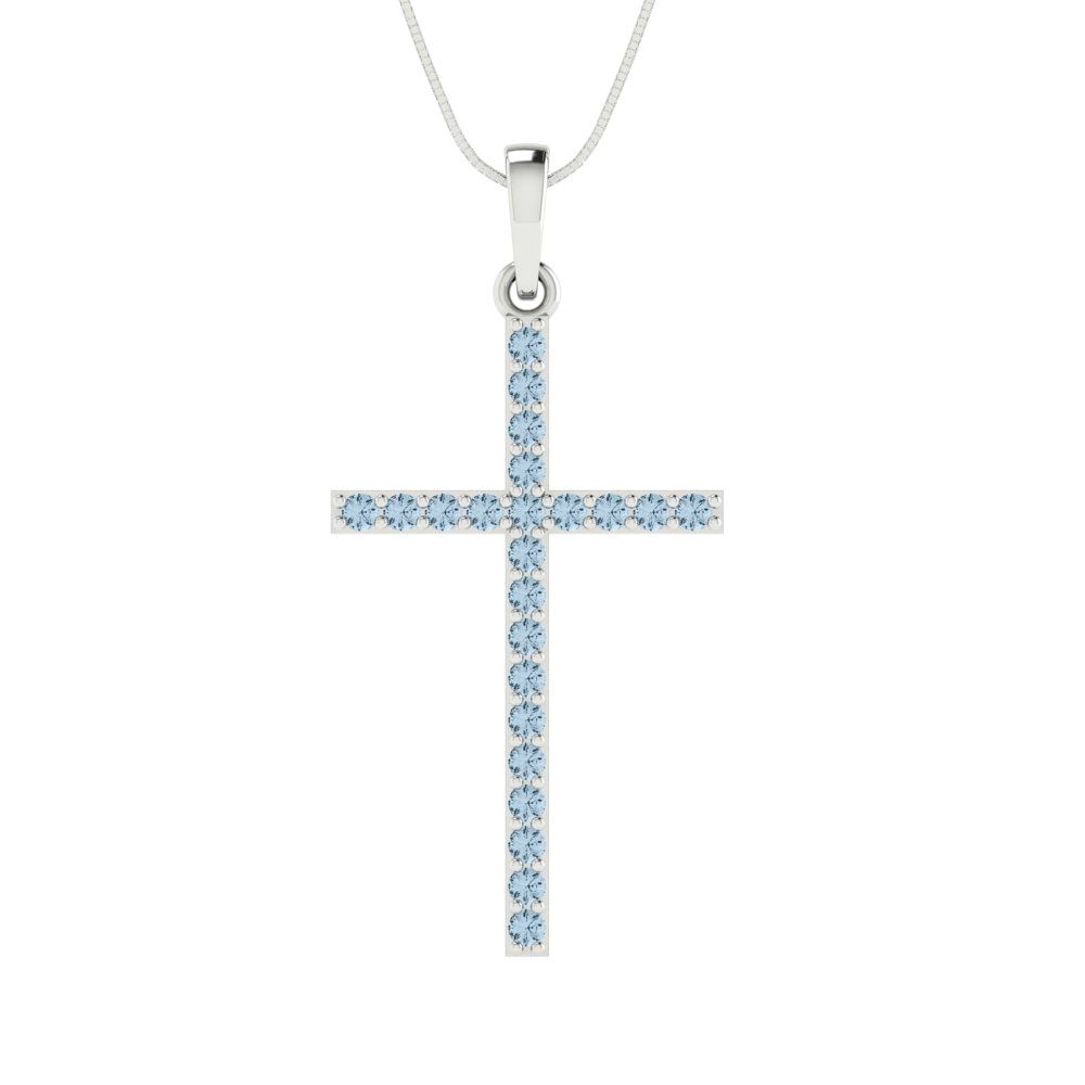 0.575cttw Round Cut Blue Gold-Plated 925 Silver Pendant and 16" Box-Chain Necklace