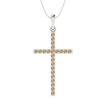0.575 tcw Necklace Pendant - 14K White Gold Round Cut Charm Yellow Moissanite - Adjustable Length - 15in Box Chain to 18in