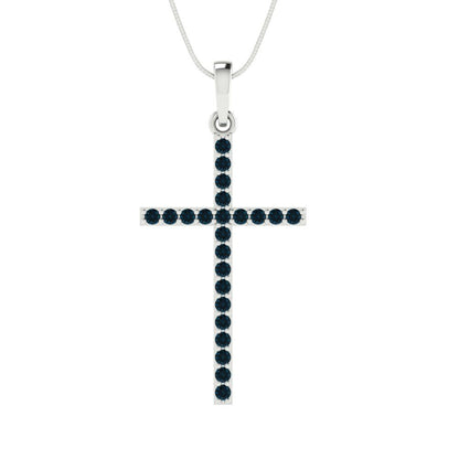 0.575 tcw Necklace Pendant - 14K White Gold Round Cut Charm London - Adjustable Length - 15in Box Chain to 18in