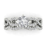 1.52 ct Brilliant Round Cut Natural Diamond Stone Clarity SI1-2 Color G-H White Gold Solitaire with Accents Bridal Set