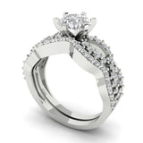 1.52 ct Brilliant Round Cut Natural Diamond Stone Clarity SI1-2 Color G-H White Gold Solitaire with Accents Bridal Set