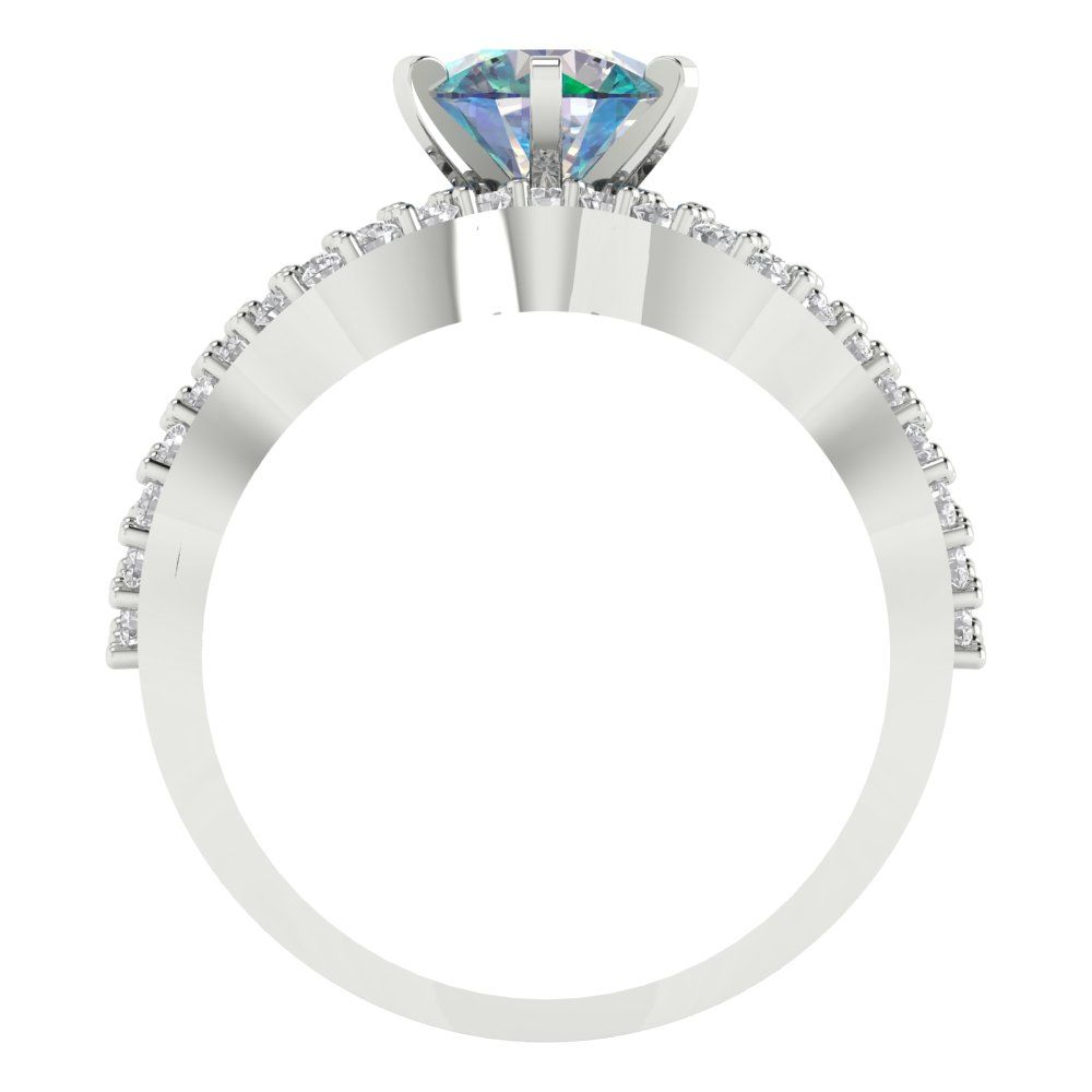 1.57 cttw Round Cut Blue Moissanite Bridal Set - Solid White Gold  Engagement Ring & Wedding Band