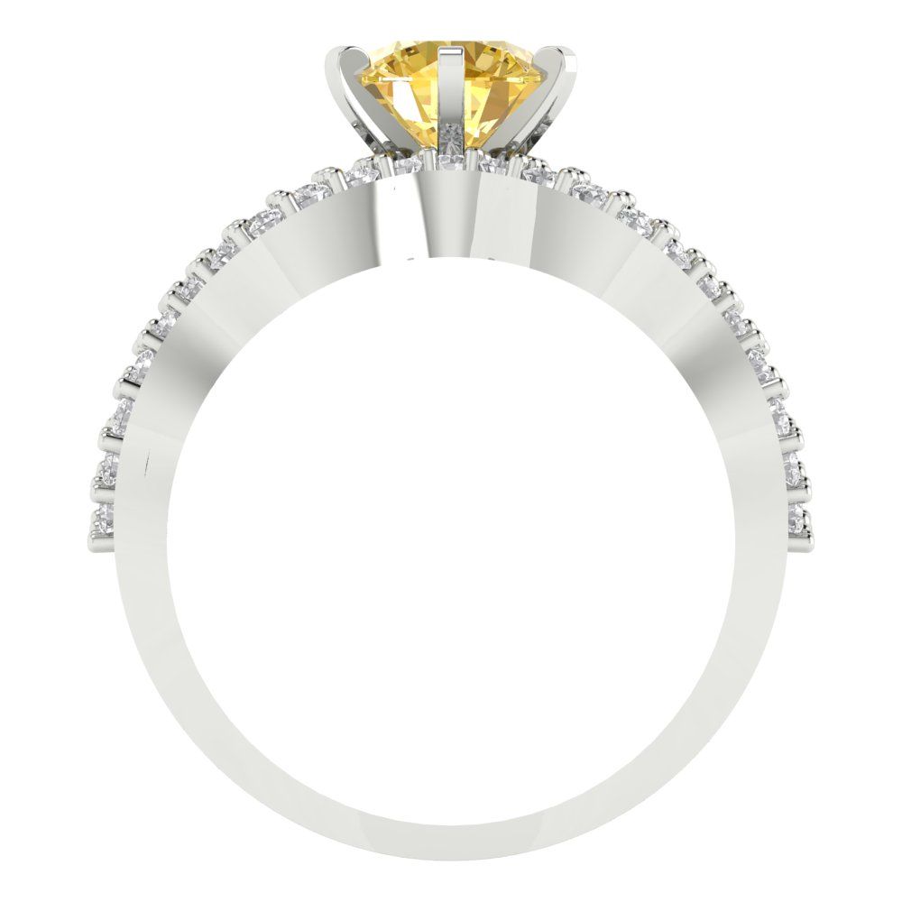 1.57 cttw Round Cut Simulated Yellow Diamond Bridal Set - Solid White Gold  Engagement Ring & Wedding Band