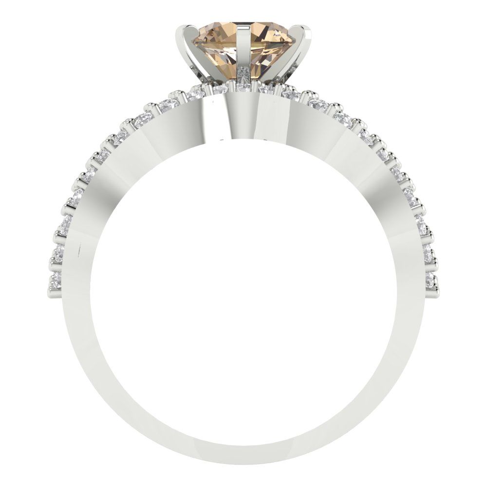 1.57 cttw Round Cut Yellow Moissanite Bridal Set - Solid White Gold  Engagement Ring & Wedding Band