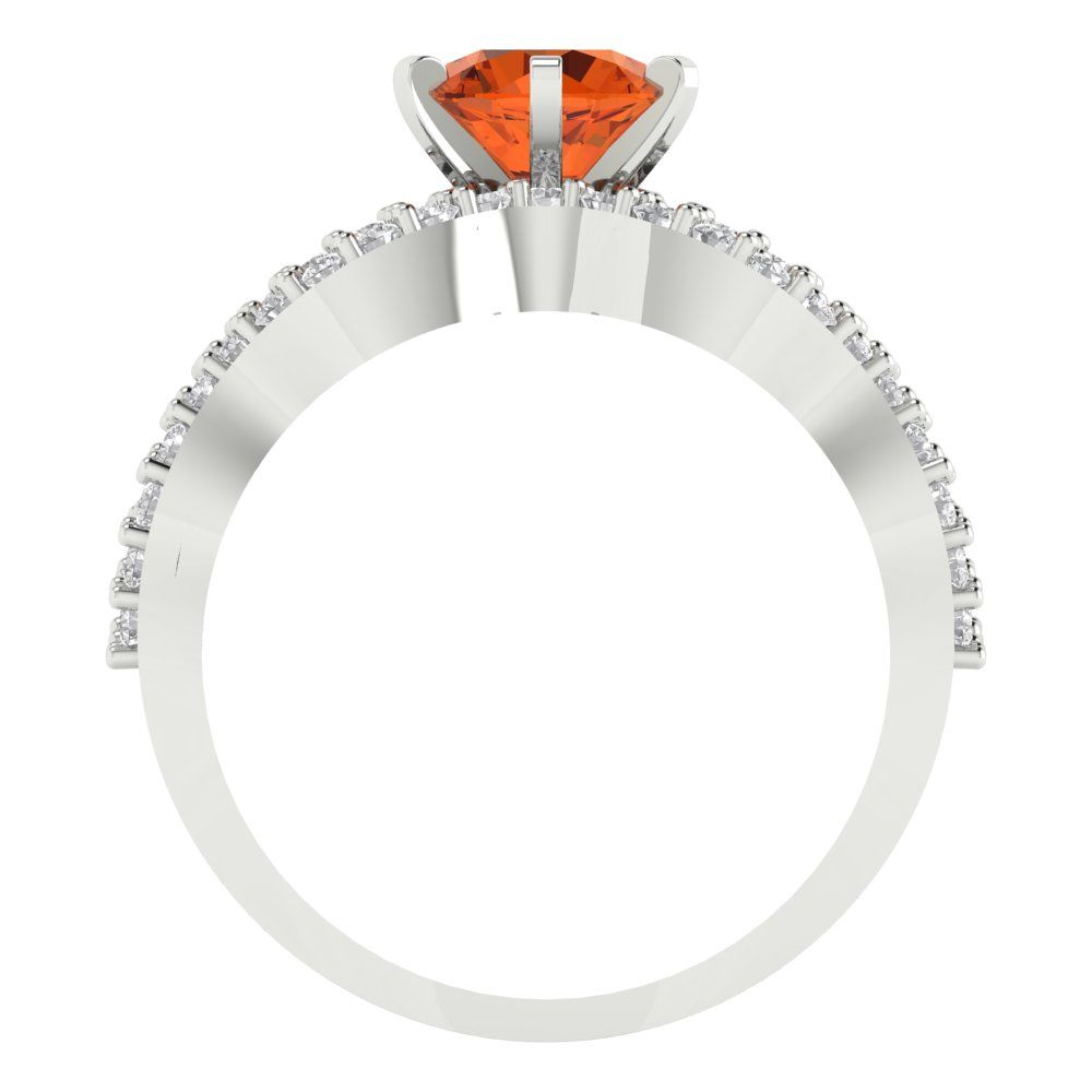 1.57 cttw Round Cut Simulated Ruby Bridal Set - Solid White Gold  Engagement Ring & Wedding Band