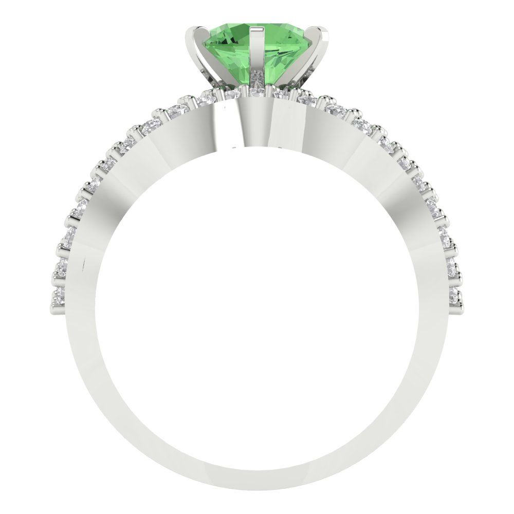 1.57 cttw Round Cut Simulated Green Diamond Bridal Set - Solid White Gold  Engagement Ring & Wedding Band