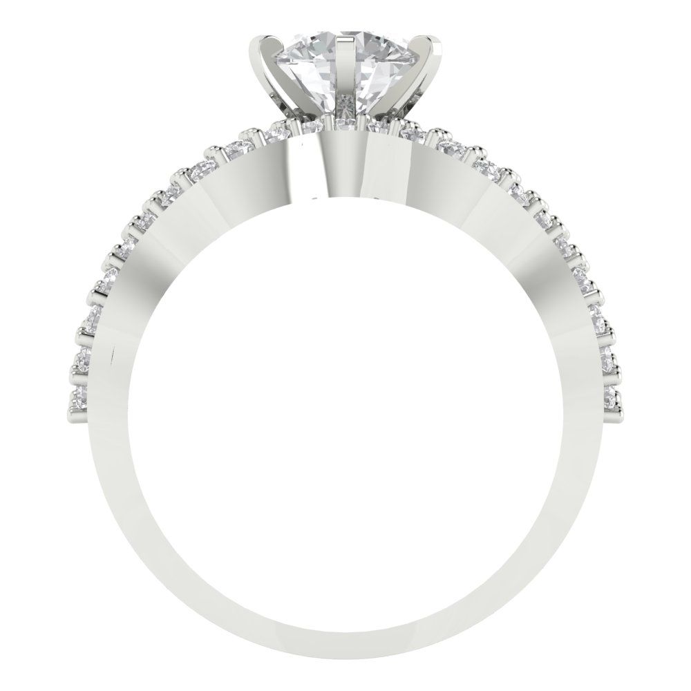 1.57 cttw Round Cut White Sapphire Bridal Set - Solid White Gold  Engagement Ring & Wedding Band