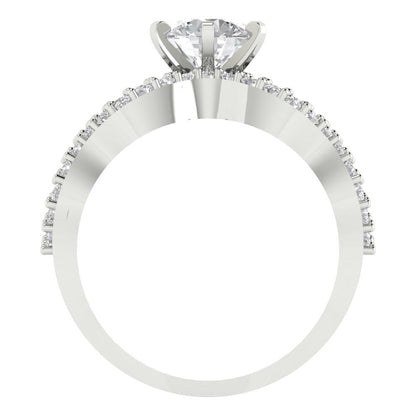 1.57 cttw Round Cut White Sapphire Bridal Set - Solid White Gold  Engagement Ring & Wedding Band