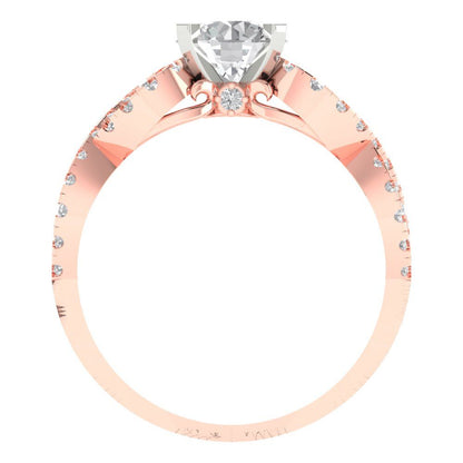 1.42 cttw White Sapphire Solitaire with Zirconia Simulated Diamond Accents Engagement Ring - Solid Rose/White Gold (VVS1, Round Cut,6.5mm)